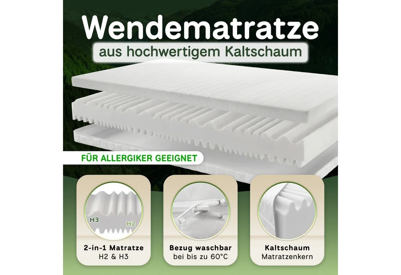 SLUMBIO Wendematratze 7-Zonen Kaltschaum 12 cm Weiß - Bild 3