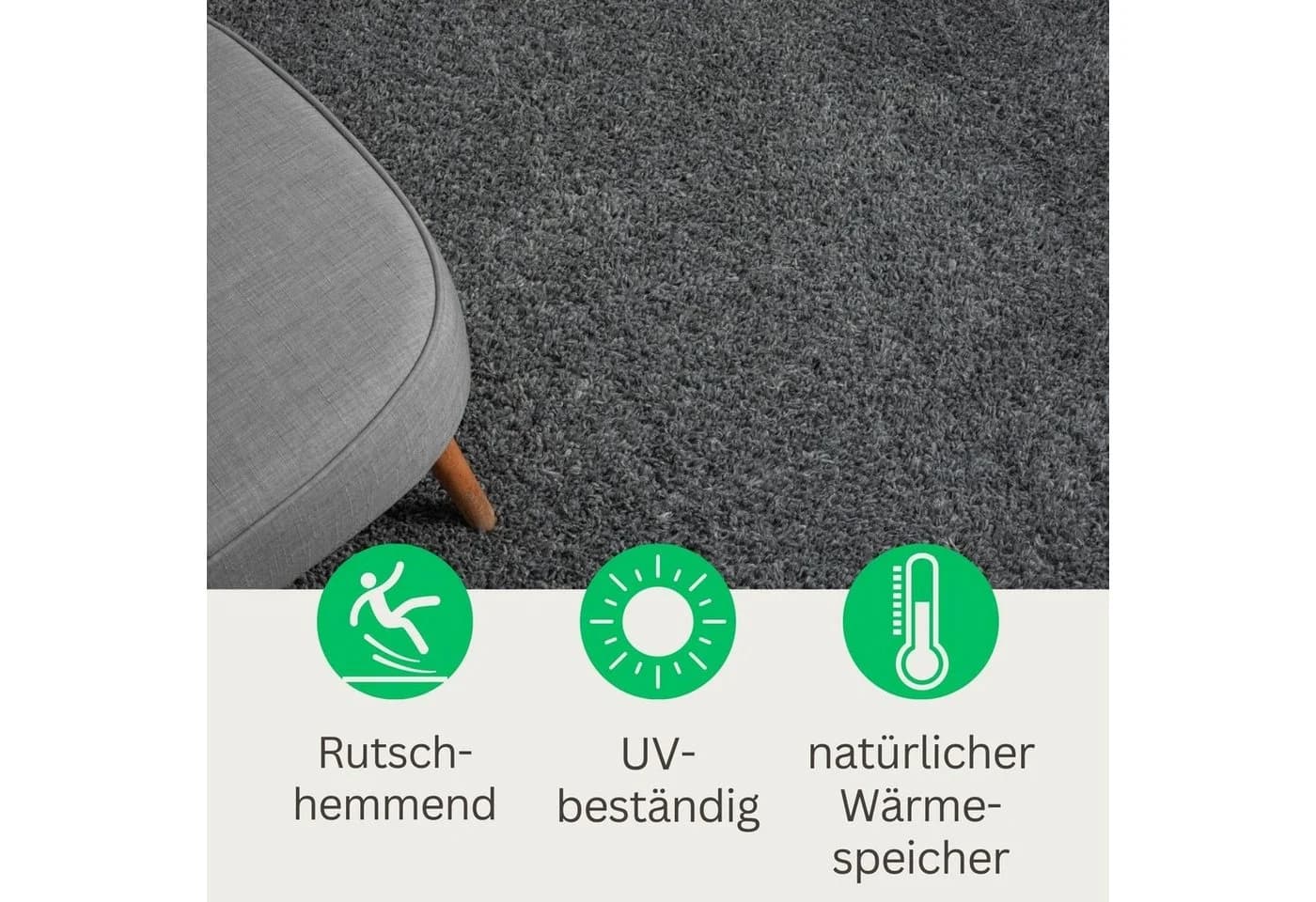Wohnando Teppich MY-RUG Hochflorteppich Shaggy Star Grau Rund - Bild 5