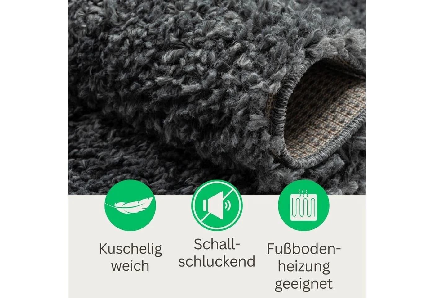 Wohnando Shaggy Star Hochflorteppich Dunkelgrau Extra Flauschig - Bild 3