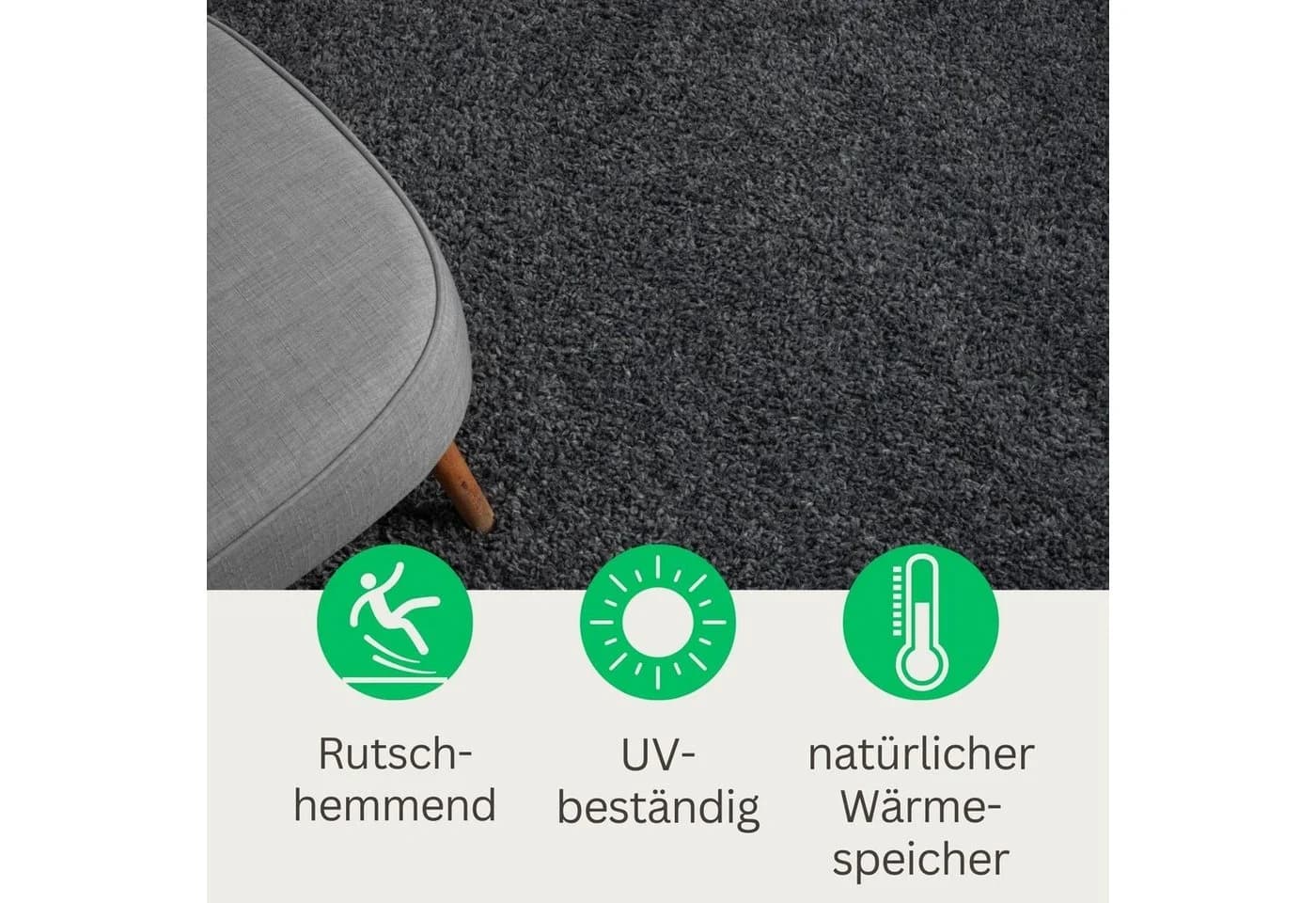 Wohnando Shaggy Star Hochflorteppich Dunkelgrau Extra Flauschig - Bild 4