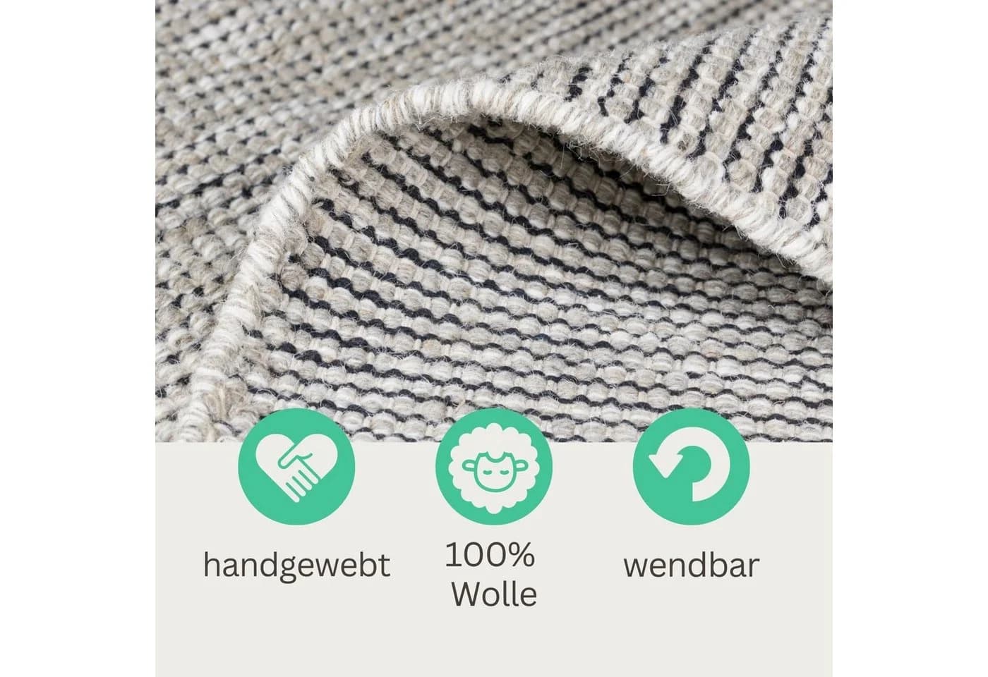 Wohnando Teppich MY-RUG Roshni Wollteppich 90x60cm Handgewebt - Bild 4