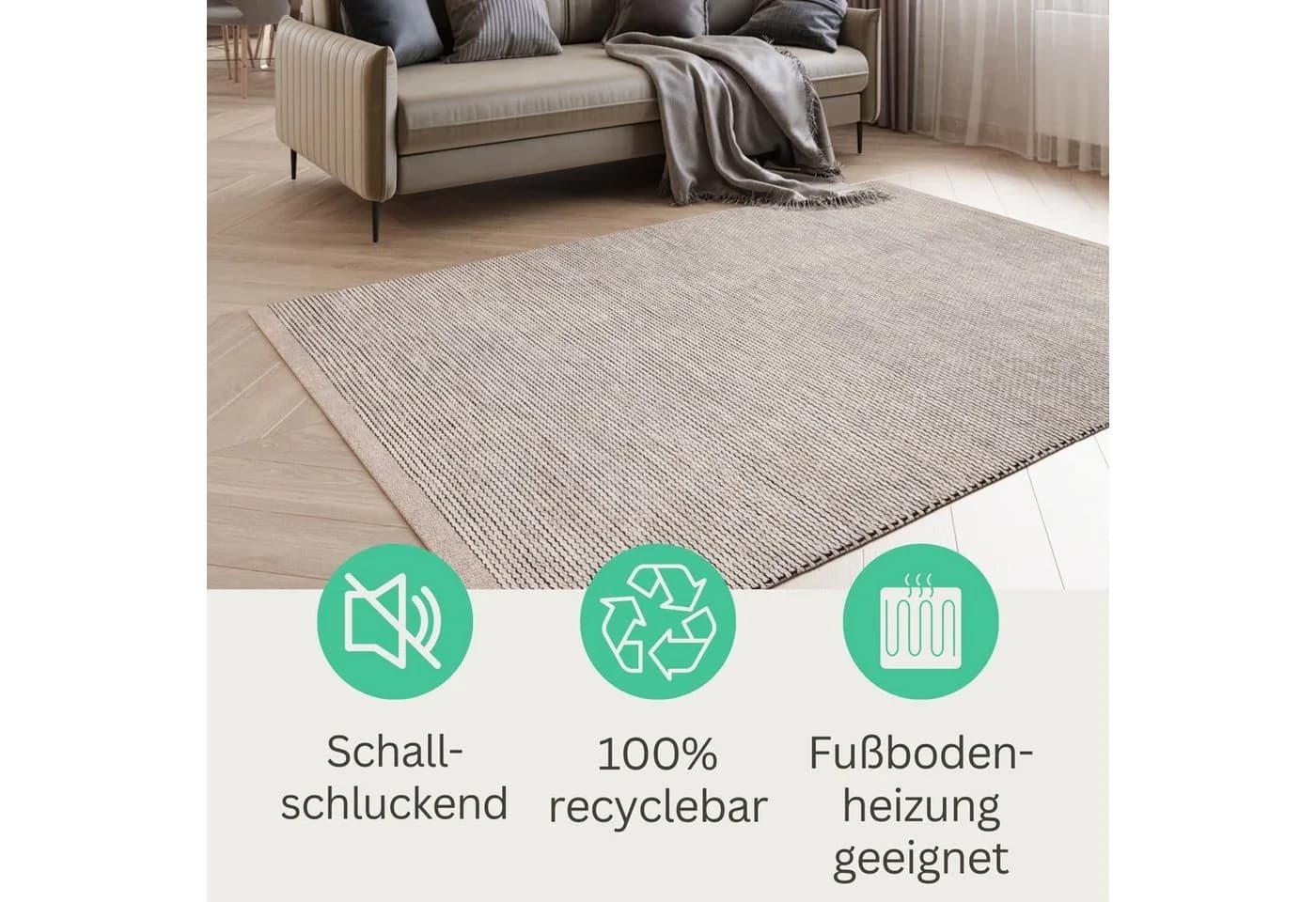 Wohnando Teppich MY-RUG Roshni Wollteppich 90x60cm Handgewebt - Bild 5