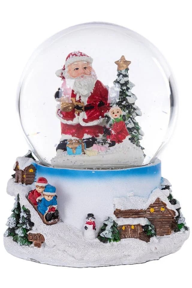 Wohnando Schneekugel mit Weihnachtsmann und Kind, leuchtet und spielt Musik - Bild 2
