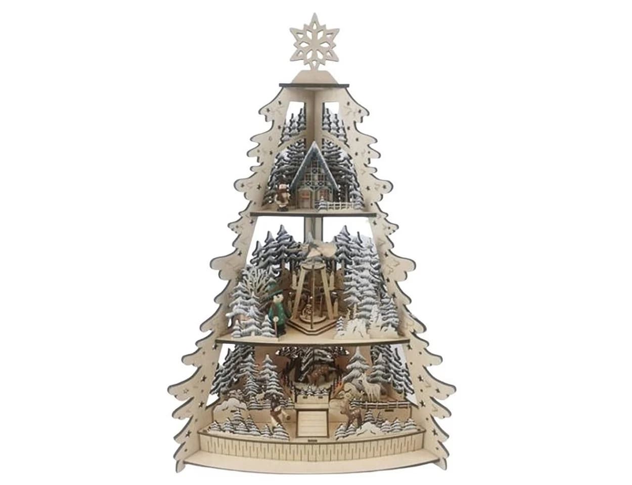 Wohnando Weihnachtsdorf aus Holz mit 3 Ebenen, LED & Musik - Bild 2