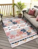 Wohnando Outdoor-Teppich Aurora II Rosa Florales Hoch-Tief-Design Bild 1