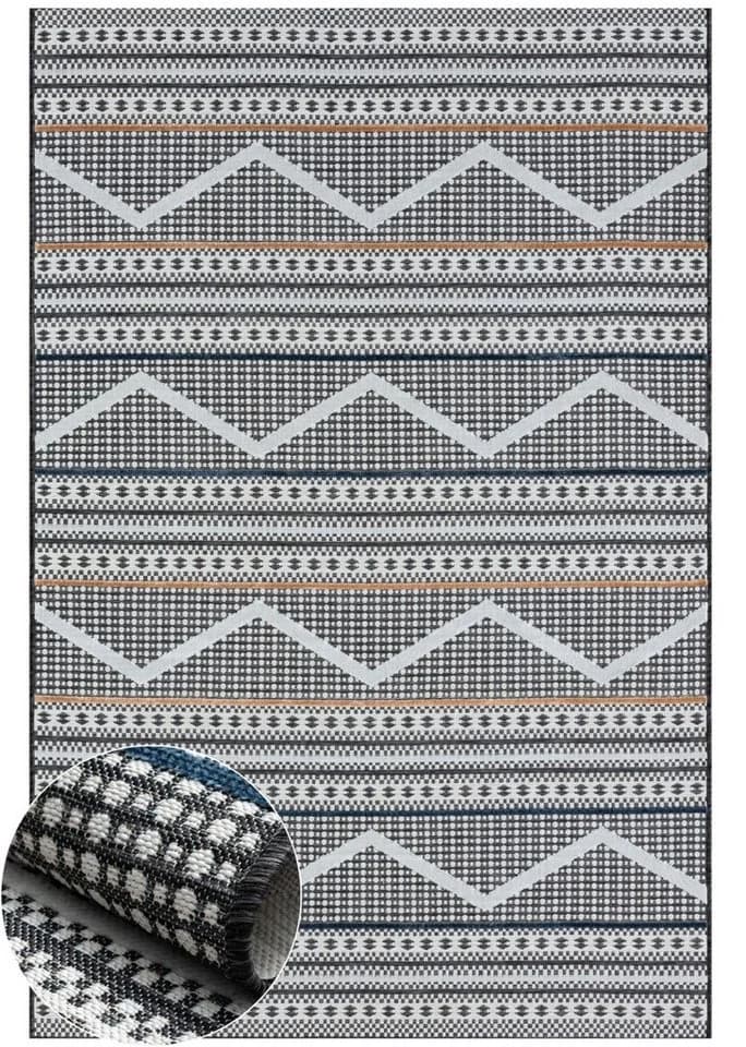 Wohnando Outdoor-Teppich Johnny Schwarz Modernes Hoch-Tief-Design - Bild 2