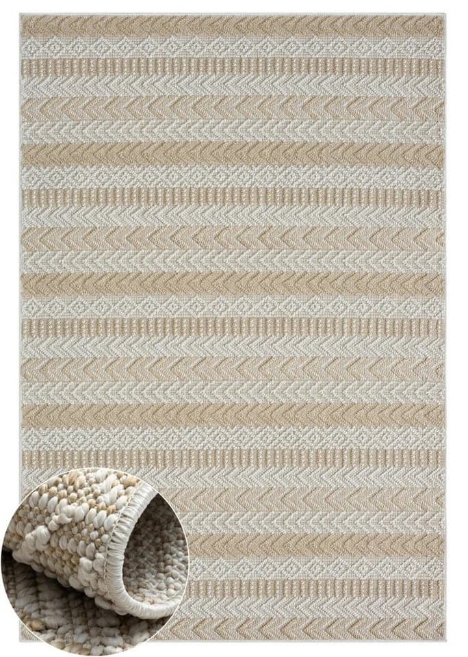 Wohnando Outdoor-Teppich Carrie Beige Boho-Stil Kunstfaser - Bild 2