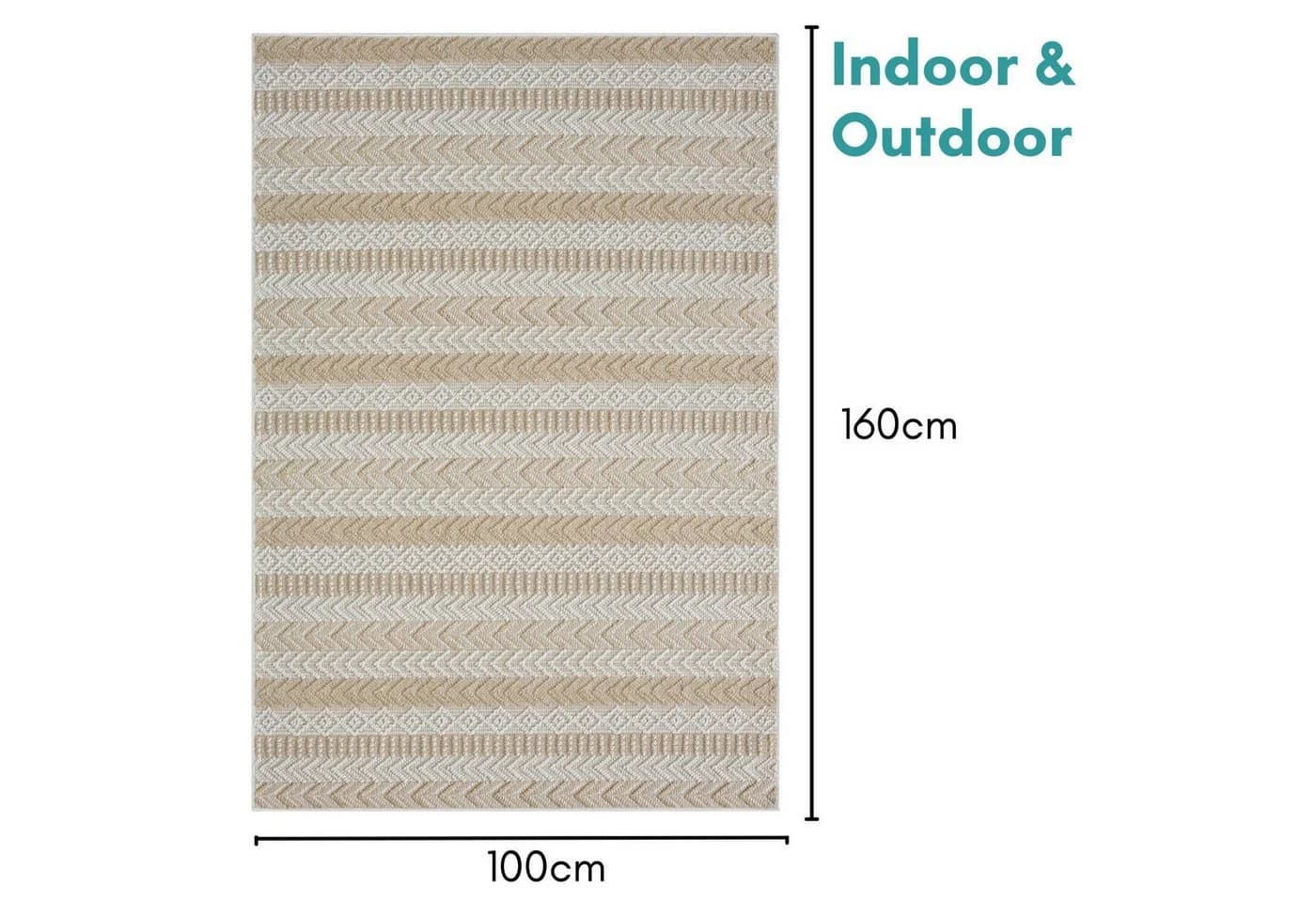 Wohnando Outdoor-Teppich Carrie Beige Boho-Stil Kunstfaser - Bild 3