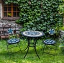 Wohnando Bistroset Orion 3-tlg. Metalltisch Mosaik-Design Weiß/Blau Bild 2