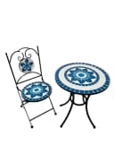 Wohnando Bistroset Orion 3-tlg. Metalltisch Mosaik-Design Weiß/Blau Bild 4