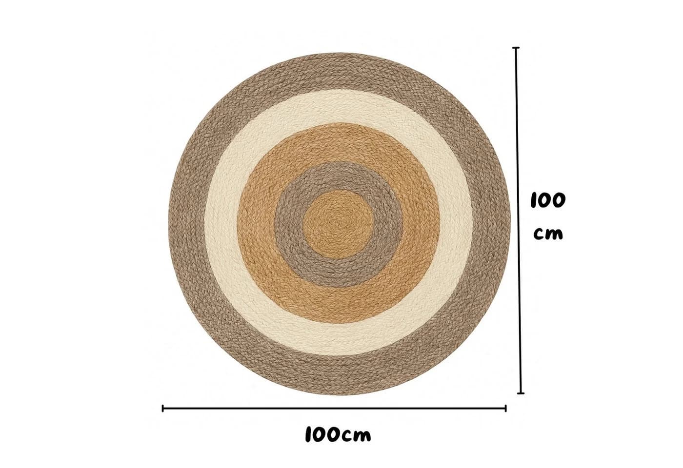 Wohnando Teppich Jute Balance Rund 100cm Handgewebt Boho - Bild 3