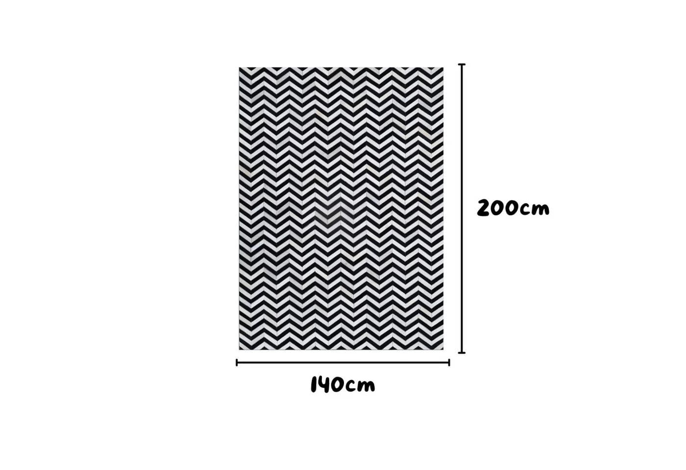 Wohnando Teppich MY-RUG Mono Line Schwarz-Weiß Kuhfell
