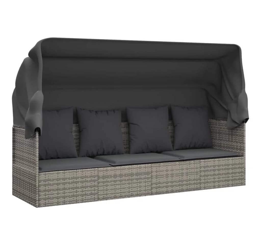 furnicato Loungebett Outdoor Grau Poly Rattan - Bild 2