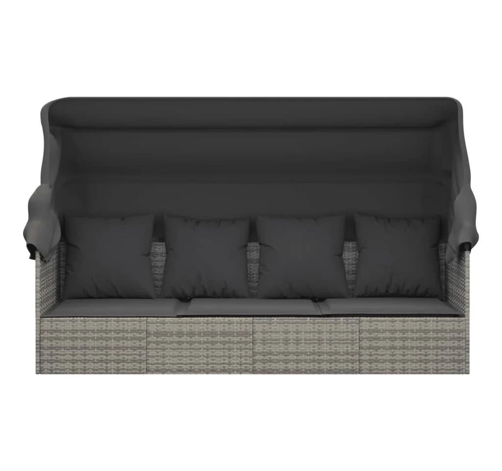 furnicato Loungebett Outdoor Grau Poly Rattan - Bild 3