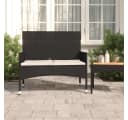 furnicato Gartenbank 2-Sitzer PE-Rattan Schwarz/Creme Bild 2