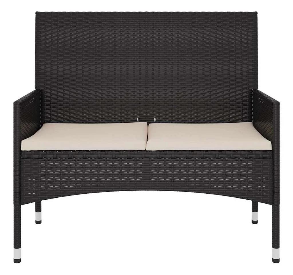 furnicato Gartenbank 2-Sitzer PE-Rattan Schwarz/Creme - Bild 3