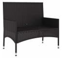 furnicato Gartenbank 2-Sitzer PE-Rattan Schwarz/Creme Bild 4