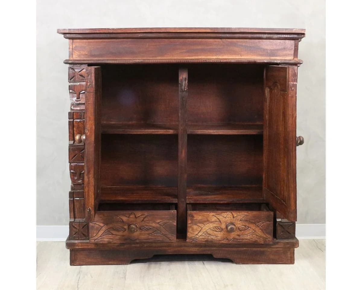 Oriental Galerie Mehrzweckschrank Braun Tribal Schnitzereien - Bild 3