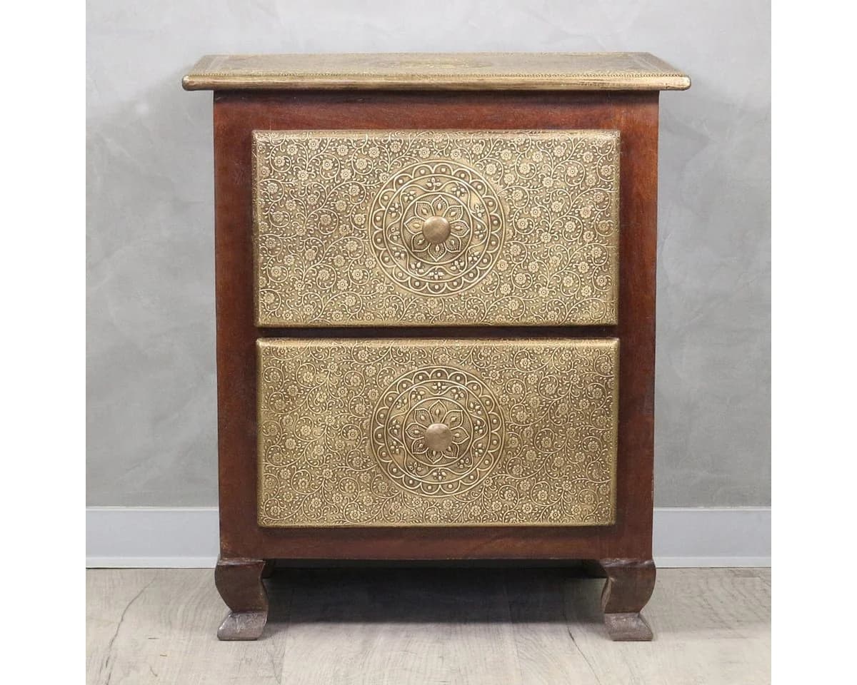 Oriental Galerie Mehrzweckschrank Indische Kommode Braun/Gold