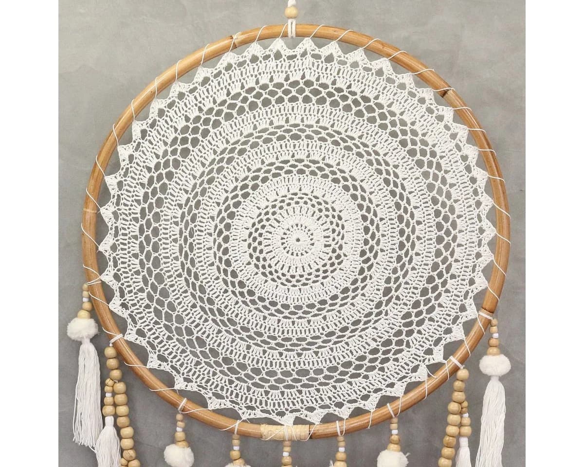 Oriental Galerie Wandbehang Makramee Traumfänger mit Holzperlen 55 cm