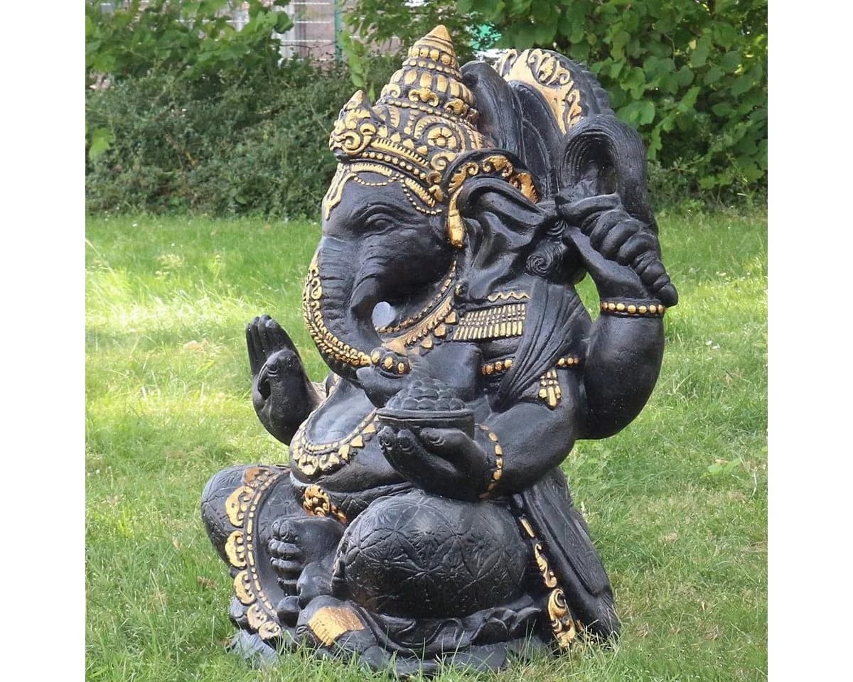 Oriental Galerie Ganesha Figur Beton Antik Finish Gold 80 cm - Bild 3