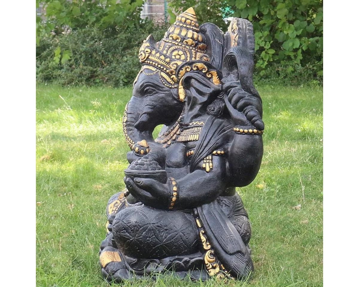 Oriental Galerie Ganesha Figur Beton Antik Finish Gold 80 cm - Bild 4