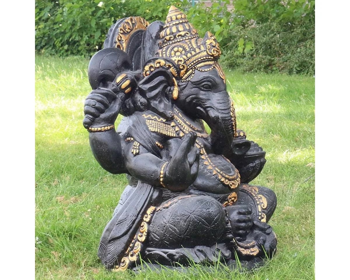 Oriental Galerie Ganesha Figur Beton Antik Finish Gold 80 cm - Bild 5