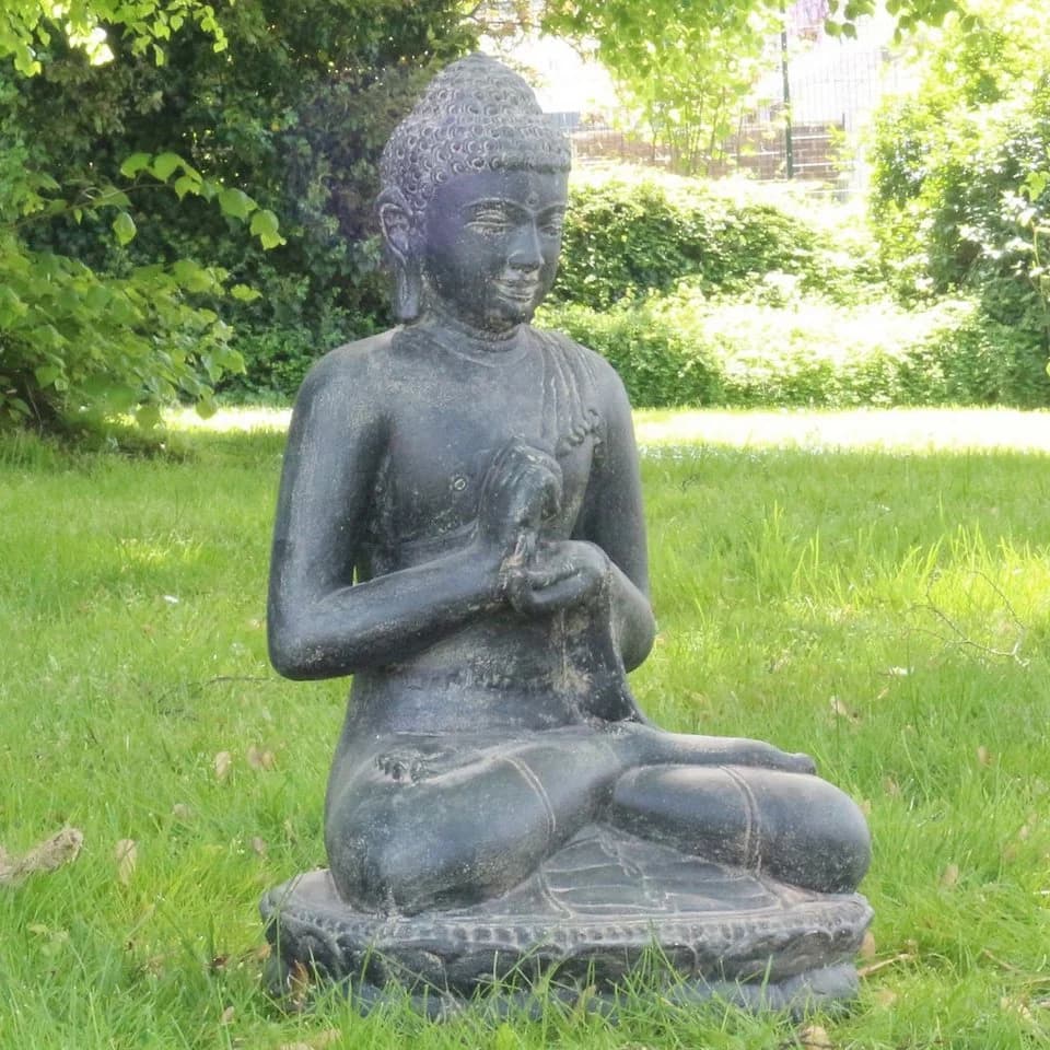 Oriental Galerie Buddha Steinfigur 60 cm Lavastein