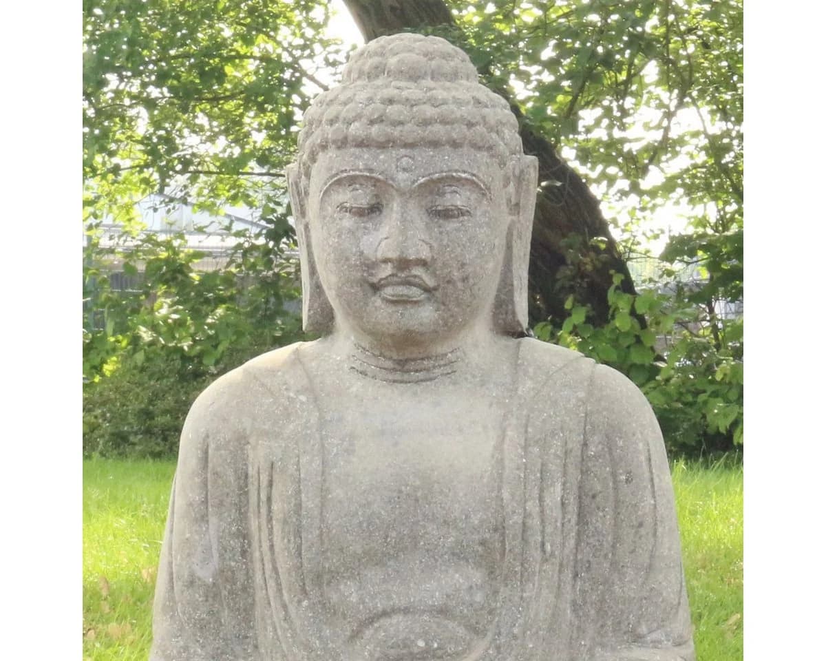 Oriental Galerie Buddha Figur Greenstone massiv 75 cm grau
