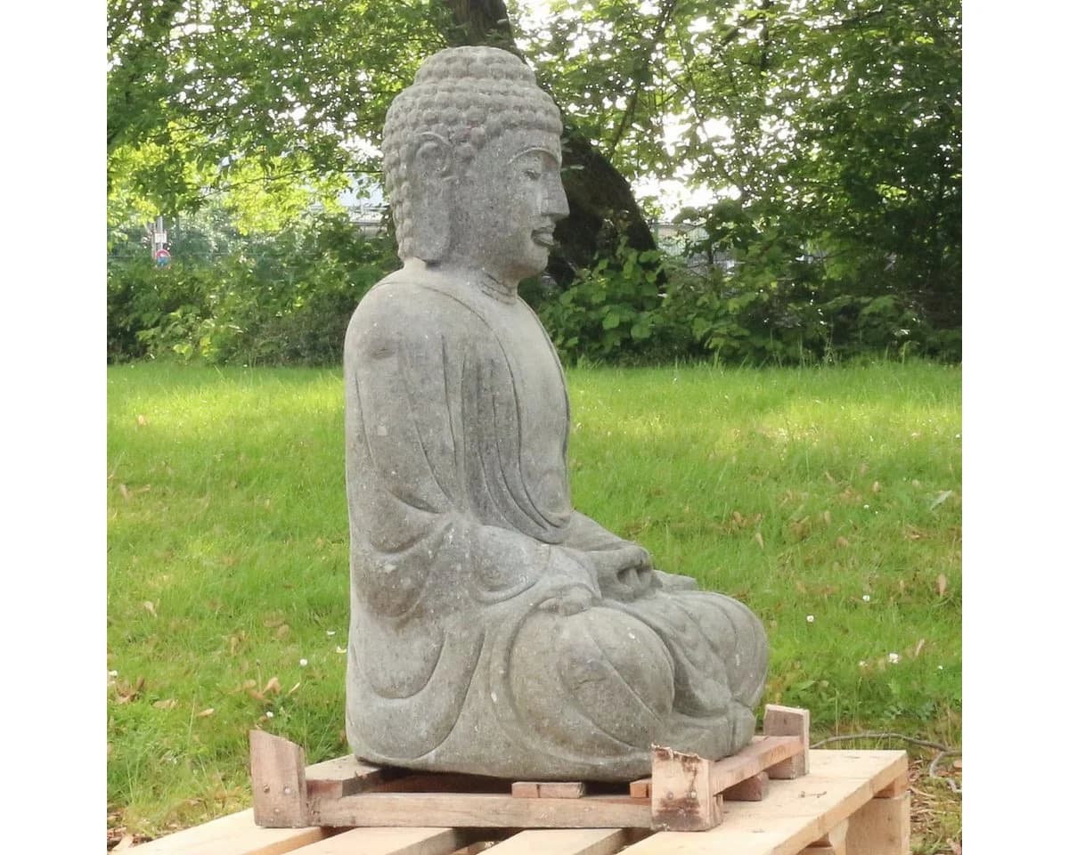 Oriental Galerie Buddha Figur Greenstone massiv 75 cm grau - Bild 4