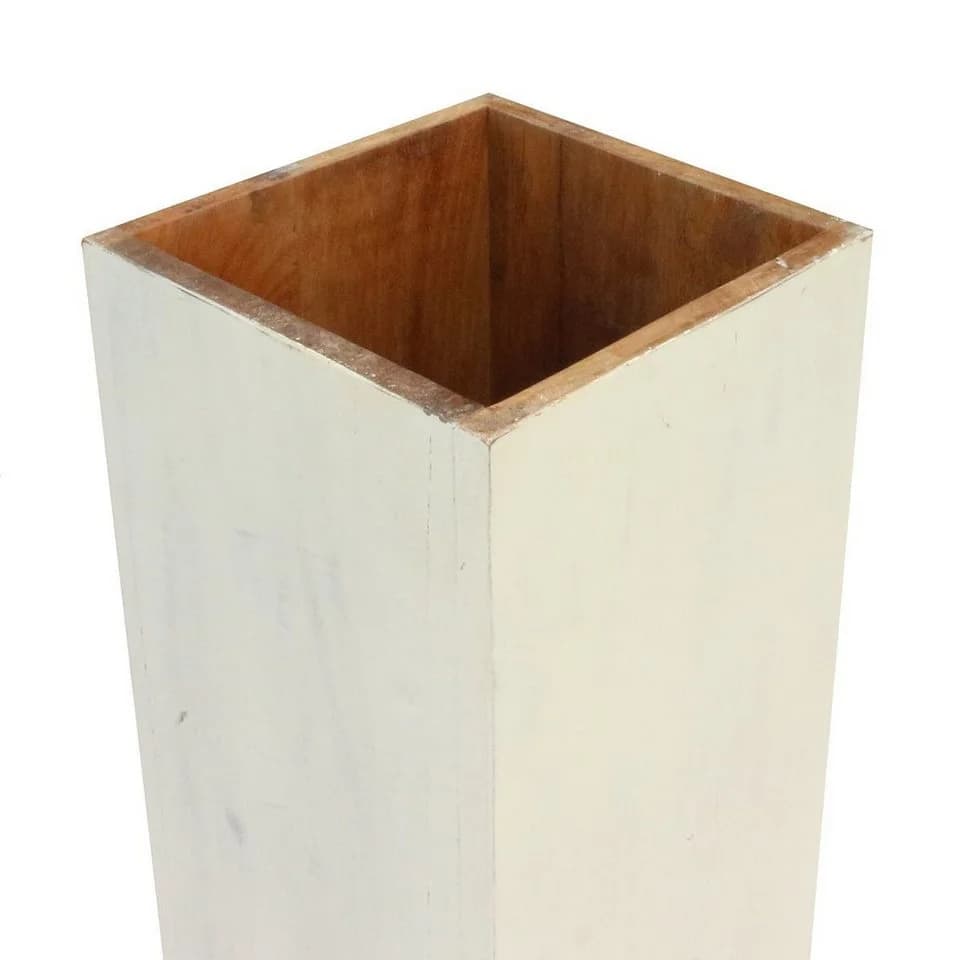 Oriental Galerie Blumenhocker Massivholz Säule Viereckig Podest Lime-Weiß - Bild 4