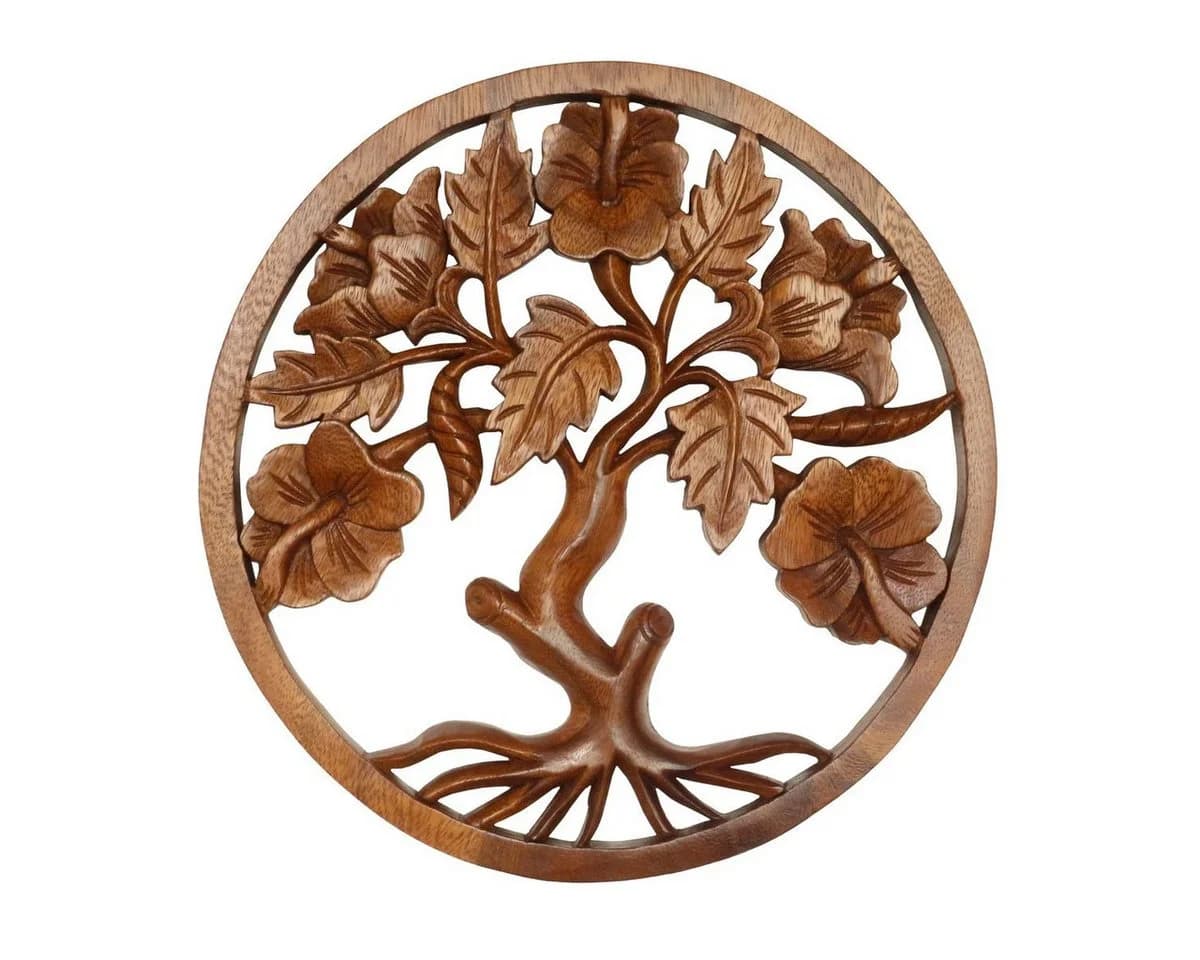 Oriental Galerie Holzbild Lebensbaum Mandala Wandbild 30 cm Braun - Bild 2