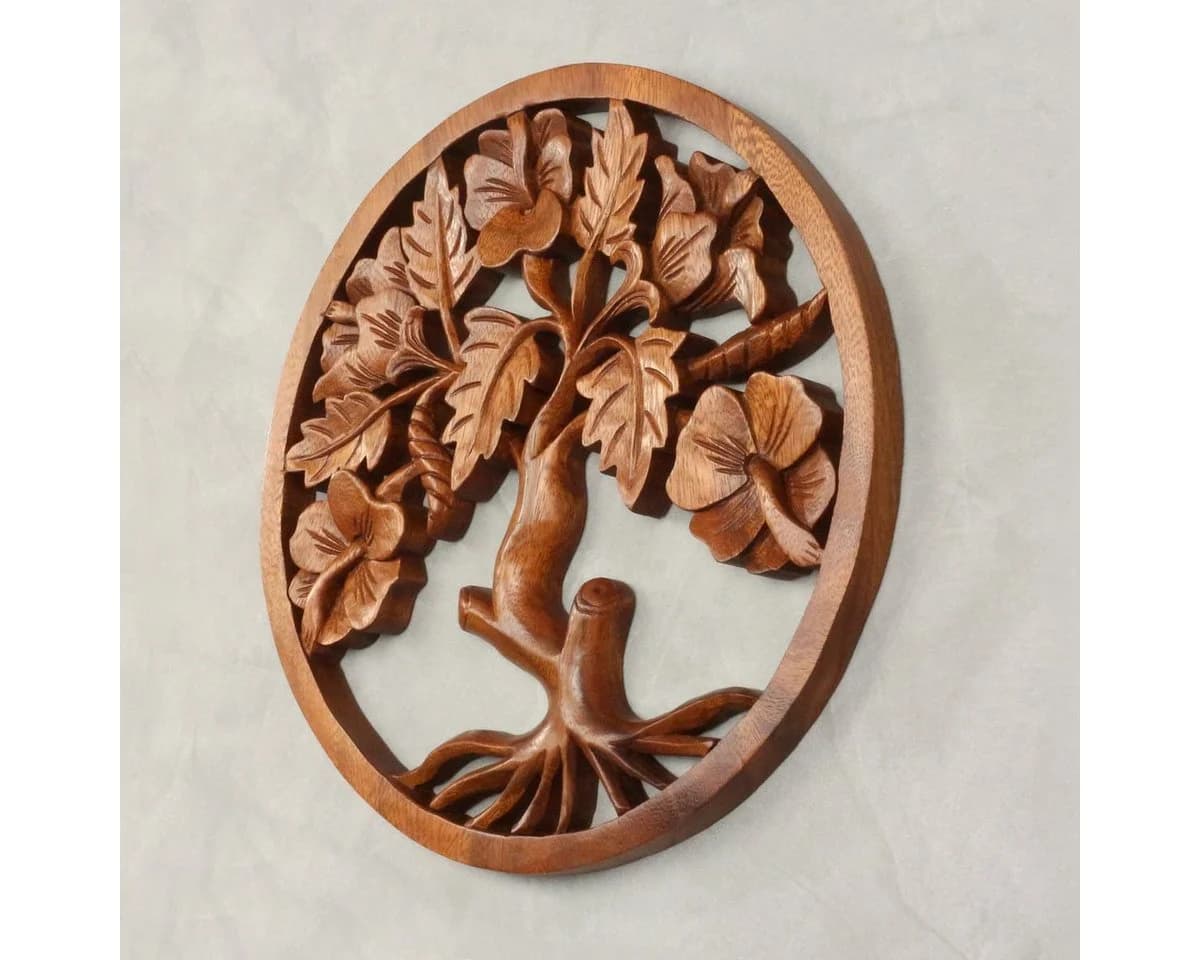 Oriental Galerie Holzbild Lebensbaum Mandala Wandbild 30 cm Braun - Bild 3