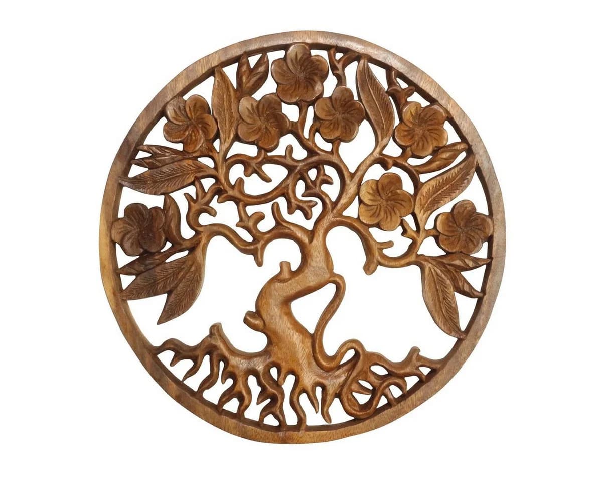 Oriental Galerie Holzbild Lebensbaum Mandala Wandbild 30 cm Braun - Bild 2