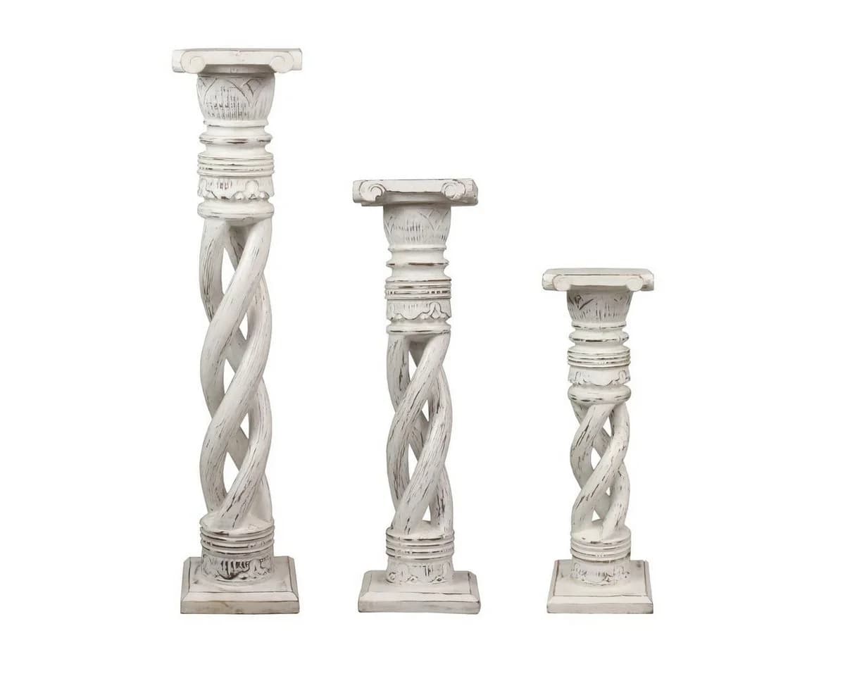 Oriental Galerie Blumenhocker Gedrehte Säule Antik Weiß - Bild 2