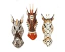 Oriental Galerie 3er Set Wandmasken Giraffe Zebra Antilope Holz Bild 2