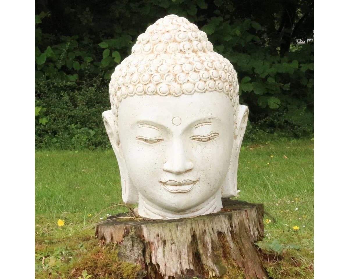 Oriental Galerie Buddha Kopf Dekofigur Lavastein Weiß 55 cm - Bild 2