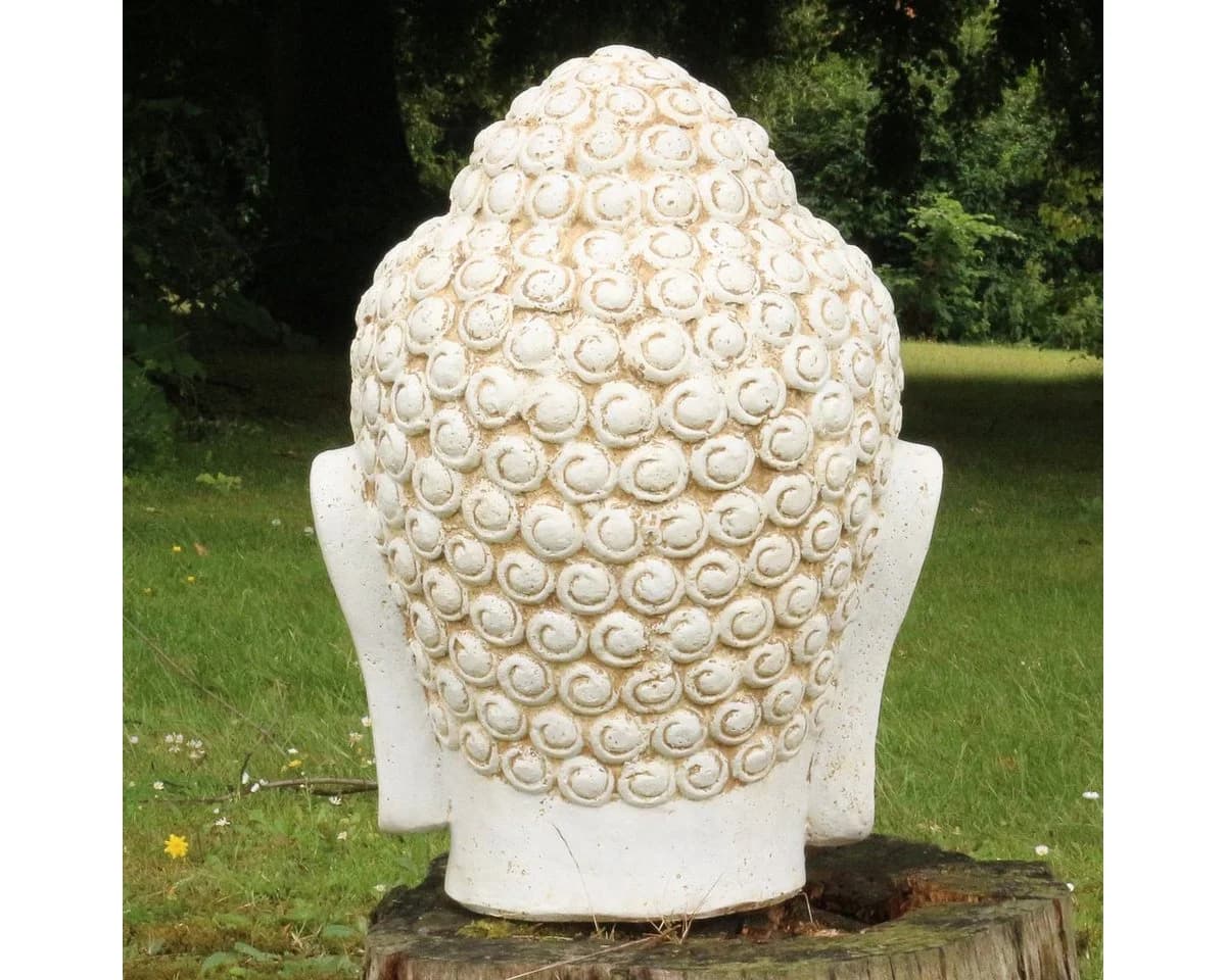 Oriental Galerie Buddha Kopf Dekofigur Lavastein Weiß 55 cm - Bild 4