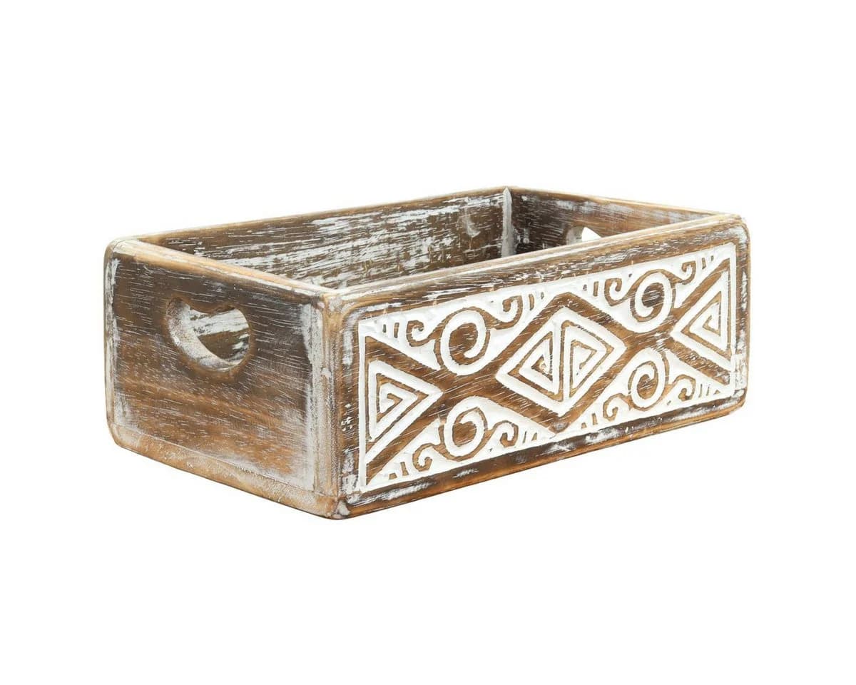 Oriental Galerie Aufbewahrungsbox 3er Set Holzboxen mit Schnitzereien Braun