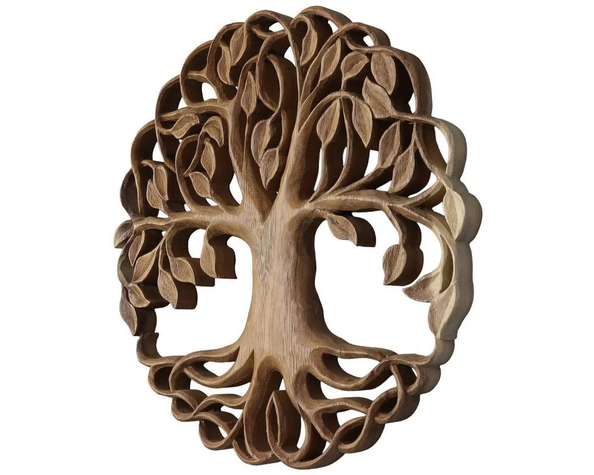 Oriental Galerie Lebensbaum Wandbild Holz Natur 30 cm - Bild 3