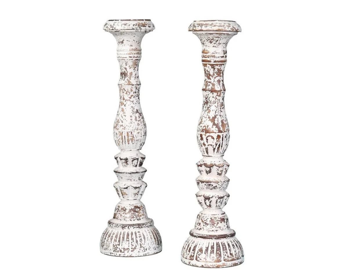 Oriental Galerie Dekofigur 2er Kerzenständer Set aus Indonesien Holz 2x Groß Model 2 - Bild 2