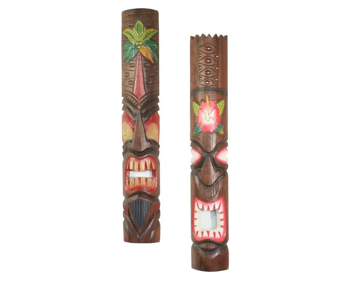 Oriental Galerie Dekofigur 2er Deko Masken Set aus Holz Tiki 100 cm - Bild 2