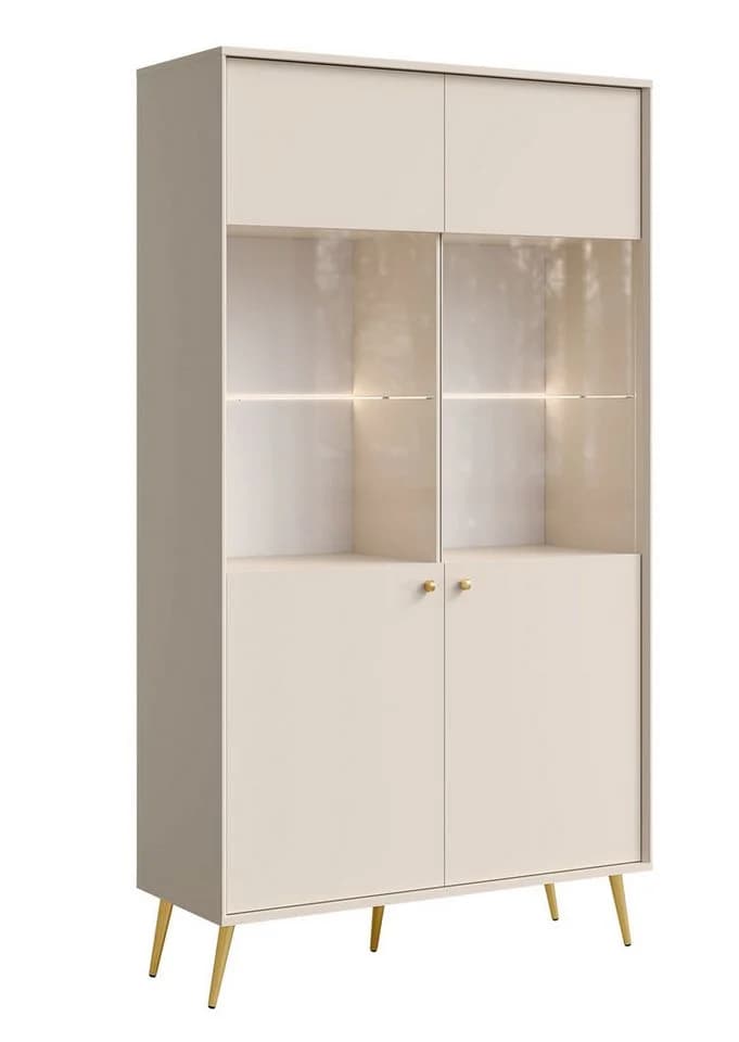 Feldmann-Wohnen Vitrine Rose 2-türig sandbeige mit Beleuchtung - Bild 2