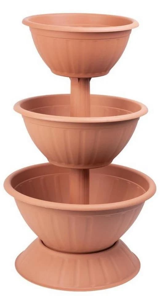 PROREGAL® Dreistöckige Blumentopf Pyramide Terrakotta