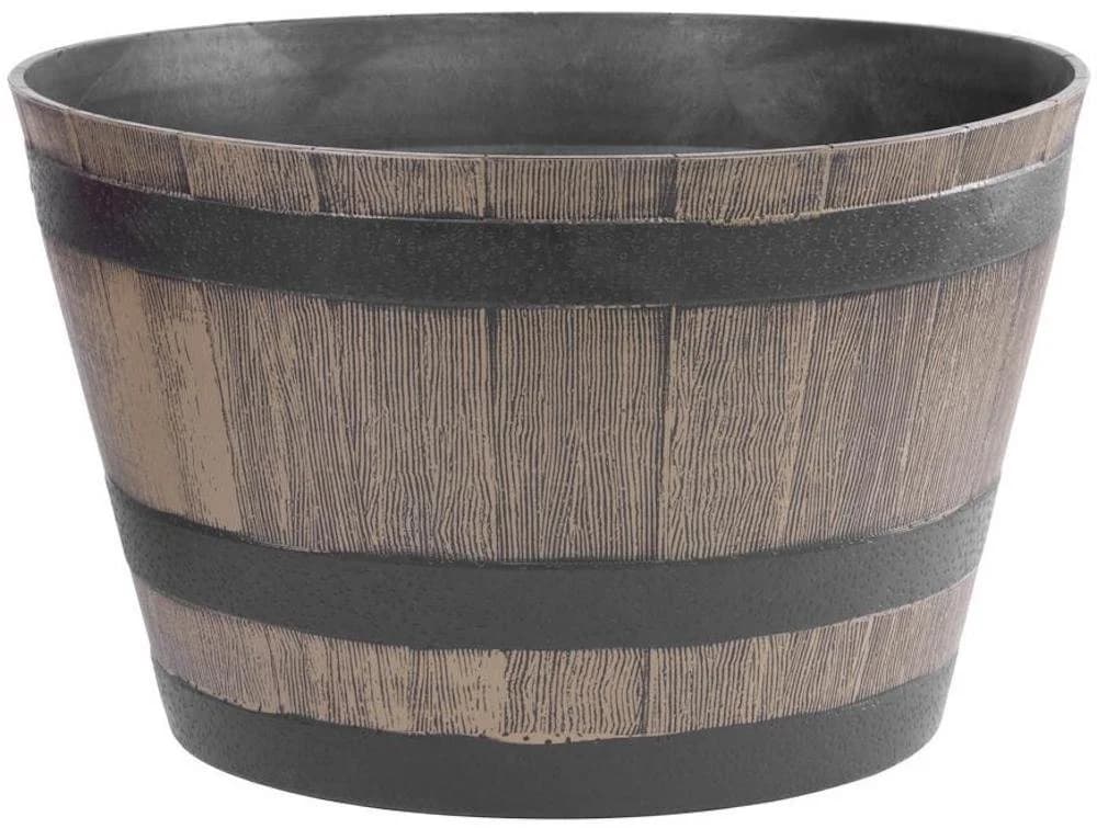 PROREGAL® Blumentopf 52x30cm Holz-effekt Braun Fass