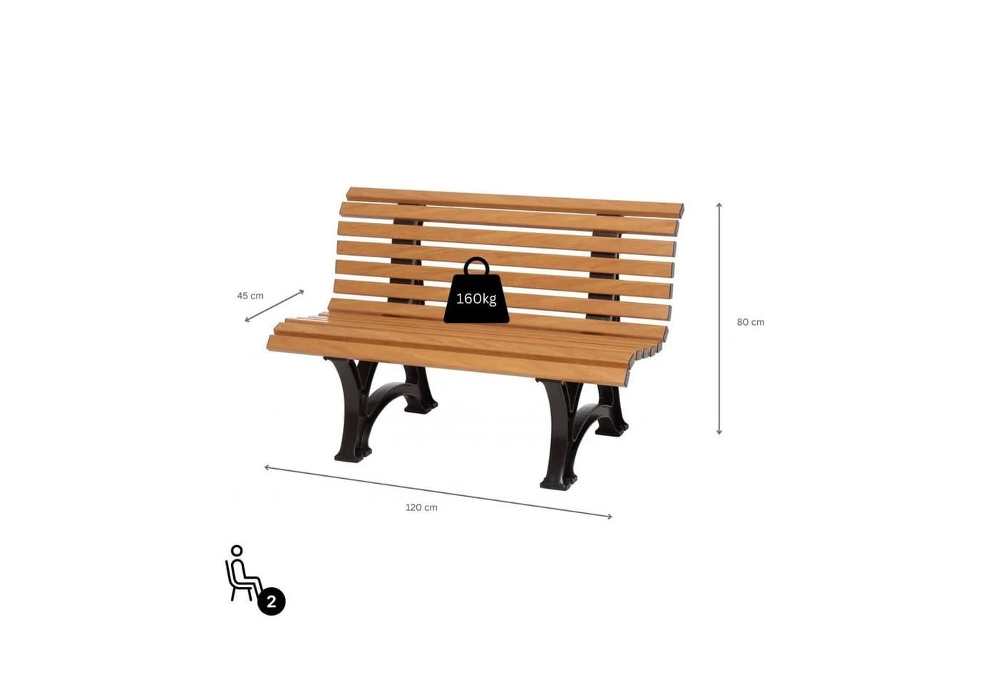 PROREGAL Gartenbank Jamaika 2-Sitzer Weiß Kunststoff
