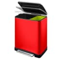 PROREGAL® Treteimer Mülleimer 46L Rot Edelstahl mit Pedal Bild 1