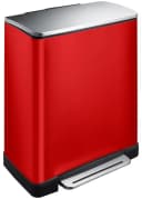 PROREGAL® Treteimer Mülleimer 46L Rot Edelstahl mit Pedal Bild 2