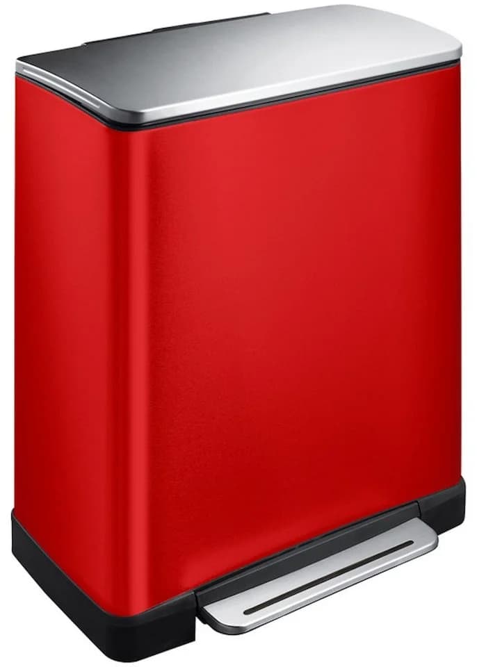 PROREGAL® Treteimer Mülleimer 46L Rot Edelstahl mit Pedal - Bild 2