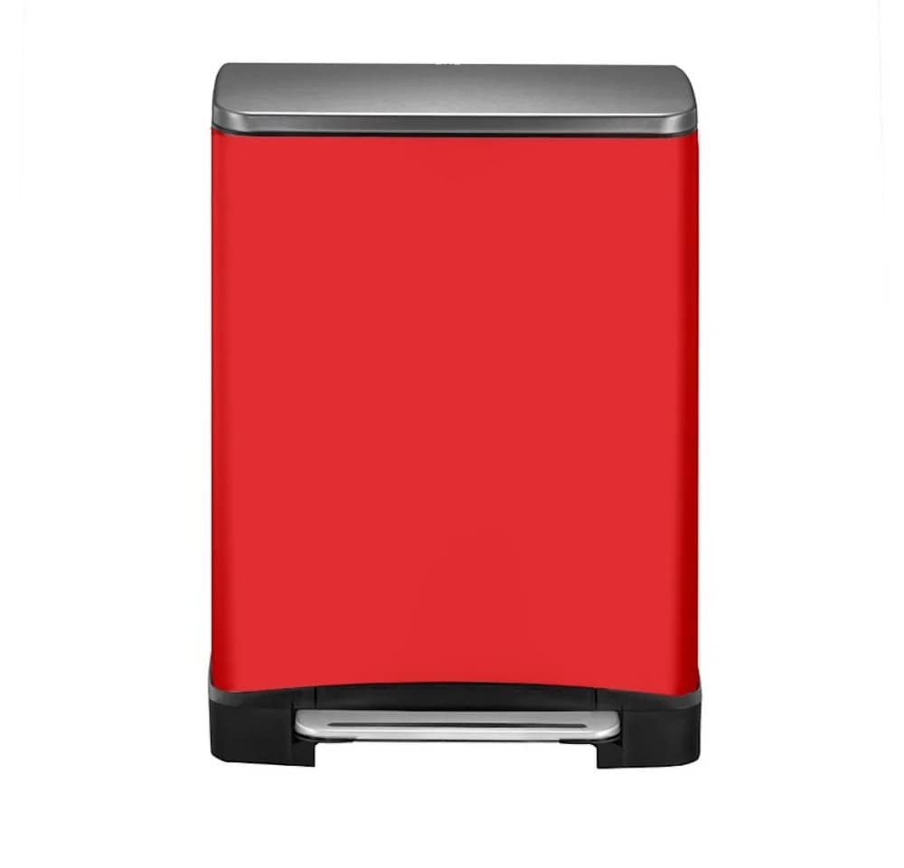 PROREGAL® Treteimer Mülleimer 46L Rot Edelstahl mit Pedal - Bild 3